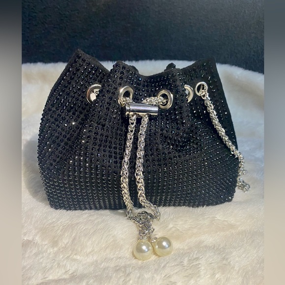 Black Rhinstone sling cum potli bag - Picture 3 of 17